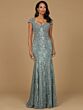 Lara 28980 Cap Sleeves Beaded Lace Dress