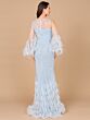 Lara 29041 Bell Sleeves Sparkly Feather Dress