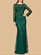 Lara 29050 Boat Neckline Long Sleeves Lace Dress