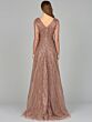 Lara 29052 Long Sleeves V-Neck Beaded Lace Dress