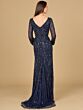 Lara 29120 Bishop Sleeves V-Neck Embellished Dress