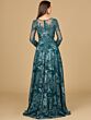 Lara 29148 Illusion Neckline Long Sleeve Embroidered Dress
