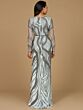 Lara 29165 High Slit Court Neckline Glitter Dress