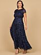 Lara 29181 Floral Appliques Illusion Neckline Dress