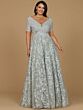 Lara 29193 Short Sleeves V-Neck Embroidered Dress
