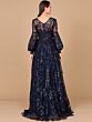 Lara 29198 Lantern Sleeves V-Neck Embroidered Dress