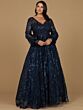 Lara 29198 Lantern Sleeves V-Neck Embroidered Dress