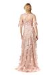 Lara 29325 Butterfly Sleeves Sheer Neckline Floral Dress