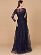 Lara 29326 Long Sleeve V-Neck Shimmer Lace Dress