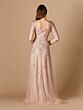Lara 29326 Long Sleeve V-Neck Shimmer Lace Dress