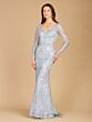Lara 29466 Illusion Sleeve V-Neck Beaded Lace Dress