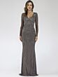 Lara 29615 Long Sleeves V-Neck Embellished Dress