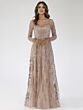 Lara 29677 Sheer Neckline Long Sleeve Floral Dress
