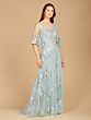 Lara 29772 Butterfly Sleeves Sheer Neckline Floral Dress
