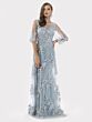 Lara 29772 Butterfly Sleeves Sheer Neckline Floral Dress