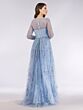 Lara 29782 Pleated Overskirt V-Neck Long Sleeve Dress