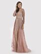 Lara 29782 Pleated Overskirt V-Neck Long Sleeve Dress