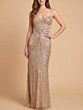 Lara 9921 Beaded V-Neck Spaghetti Strap Fitted Dress