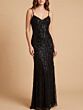 Lara 9921 Beaded V-Neck Spaghetti Strap Fitted Dress