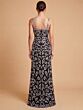 Lara 9922 Cross Halter Neck Beaded Black Silver Dress