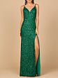 Lara 29310 Lace-Up Back V-Neck Sequin Dress