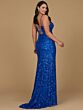 Lara 29310 Lace-Up Back V-Neck Sequin Dress