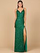 Lara 29310 Lace-Up Back V-Neck Sequin Dress