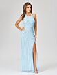 Lara 29371 Skirt Slit Halter Neck Dress