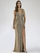Lara 29499 Front Slit Plunging Neck Dress