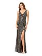Lara 29499 Front Slit Plunging Neck Dress