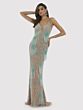 Lara 29892 Plunging Neckline Beaded Fringe Dress