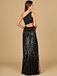 Lara 9937 One Shoulder Beaded Fringe Dress