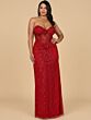Lara 9953 Sheer Corset Side Slit Dress