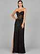 Lara 9953 Sheer Corset Side Slit Dress