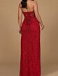Lara 9953 Sheer Corset Side Slit Dress