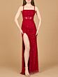 Lara 9960 Illusion Top High Slit Dress