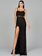 Lara 9960 Illusion Top High Slit Dress