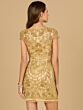 Lara 29063 Cap Sleeve Gold Beaded V-Neck Dress
