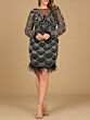 Lara 29066 Sheer Neckline Embellished Feather Dress