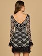 Lara 29066 Sheer Neckline Embellished Feather Dress