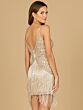 Lara 29106 Fringe Skirt Spaghetti Straps Dress