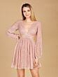 Lara 29288 Bishop Sleeves Lace-Up Sequin Dress