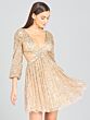 Lara 29288 Bishop Sleeves Lace-Up Sequin Dress
