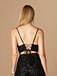 Lara 29305 Lace-Up Back Sequin Crop Top