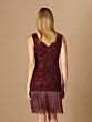 Lara 29361 Fringe Hem V-Neck Embellished Dress