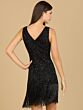 Lara 29361 Fringe Hem V-Neck Embellished Dress