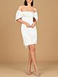 Lara 51202 Short Ivory Off The Shoulder Bow Back Bridal Dress