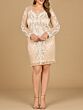 Lara 29015 Illusion Sleeves Embellished Short Wedding Dress