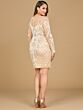Lara 29015 Illusion Sleeves Embellished Short Wedding Dress