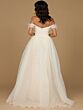 Lara 29161 Feather Neckline Overskirt Wedding Dress